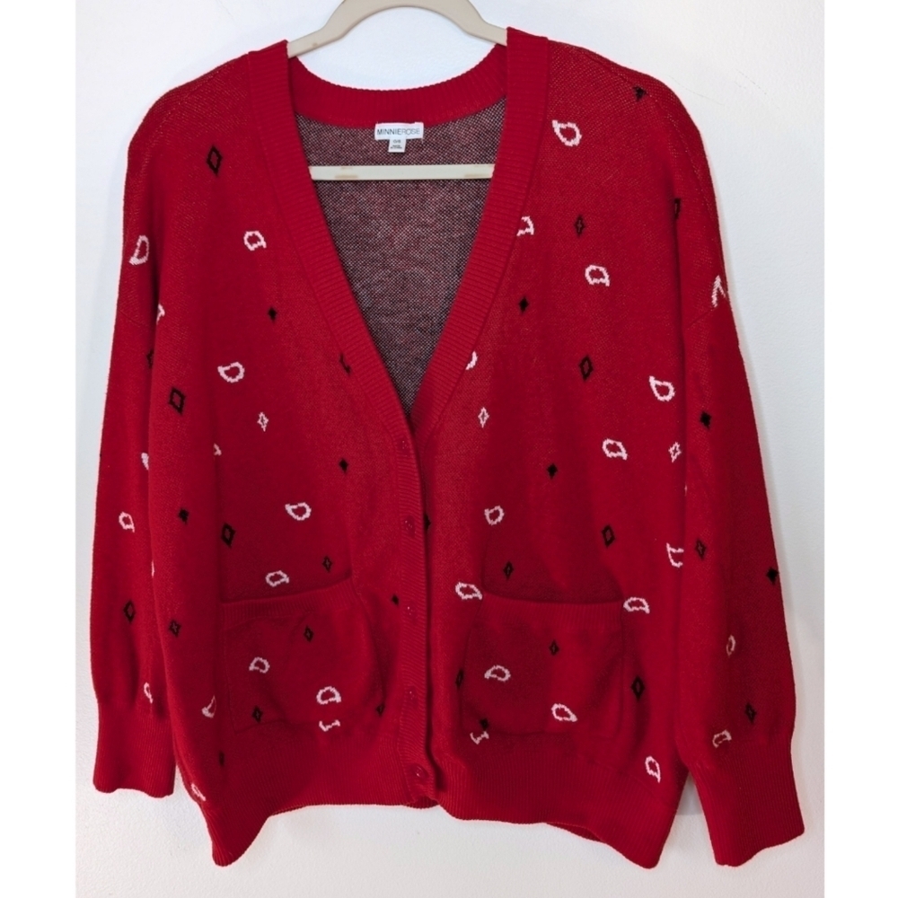 Minnie Rose Cashmere Blend Oversized Button Down V-neck Cardigan One Size